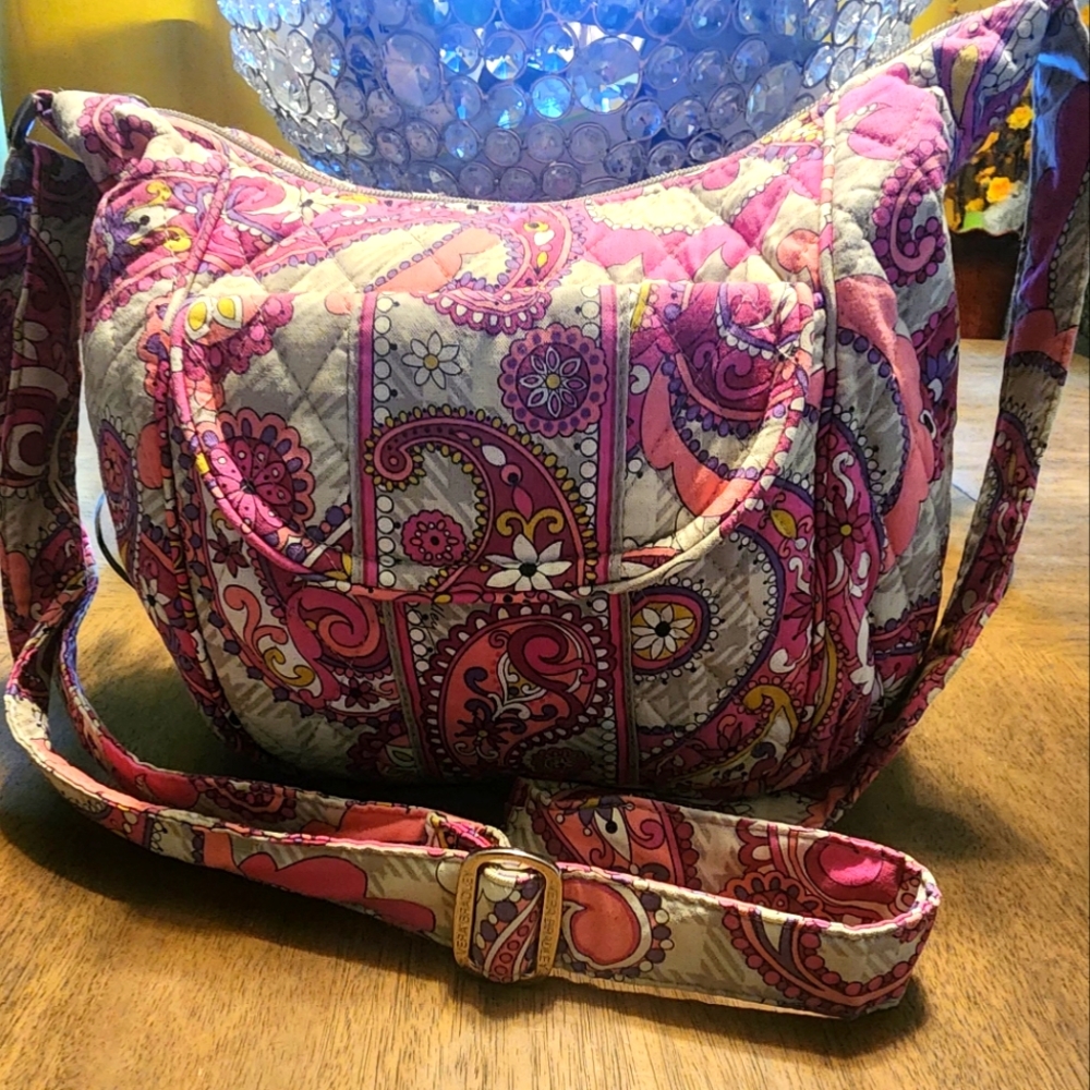 Vera Bradley Pink and Gray Paisley Crossbody Bag